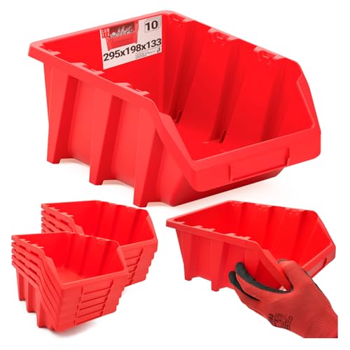 Sortierbox 295×198×133 mm 10 Stk., Aufbewahrungsbox aus Polypropylen, Sichtlagerkasten rot, Stapelboxen Kunststoff, Sortimentskasten für Schüttenregal & Lagerregal, Aufbewahrung Werkstatt, Lun Fix Sortierbox 295×198×133 mm 10 Stk., Aufbewahrungsbox aus Polypropylen, Sichtlagerkasten rot, Stapelboxen Kunststoff, Sortimentskasten für Schüttenregal & Lagerregal, Aufbewahrung Werkstatt, Lun Fix von Lun Fix