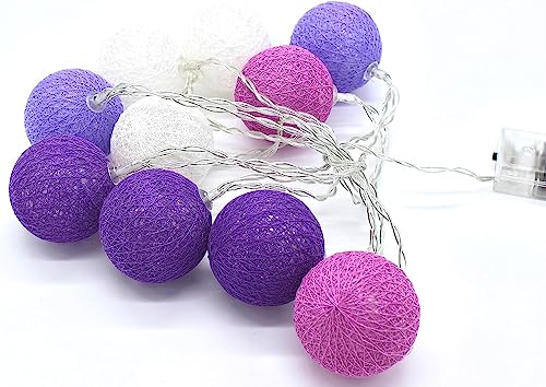 LED Lichterkette Cottonballs Cotton Balls in Lila 10 tlg von Luna24 simply great ideas...