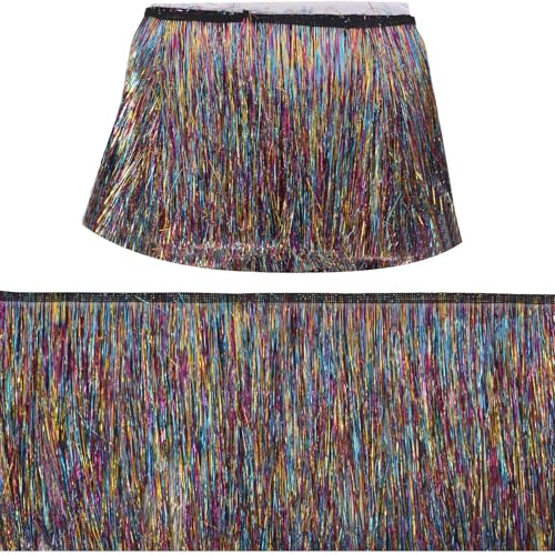 10 Meter Länge 20CM Breite Lametta-Fransenborte, Metallische Fransenbesatz, Quaste Schnittfranse, Pailletten Quasten, Pet-Silberdraht Quaste Seidig Fransen, zum Nähen,DIY Basteln 10 Meter Länge 20CM Breite Lametta-Fransenborte, Metallische Fransenbesatz, Quaste Schnittfranse, Pailletten Quasten, Pet-Silberdraht Quaste Seidig Fransen, zum Nähen,DIY Basteln von Lunaanda