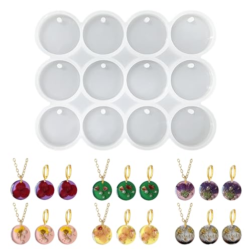 12 Hohlräume Epoxidharz Silikon Schmuck Set, Schmuck und Schlüsselanhänger-DIY Anhänger Formen Set, silikonformen Rund, Magnetform, Geeignet für Ohrringe, Schlüsselanhänger und Tiermarken Formen 12 Hohlräume Epoxidharz Silikon Schmuck Set, Schmuck und Schlüsselanhänger-DIY Anhänger Formen Set, silikonformen Rund, Magnetform, Geeignet für Ohrringe, Schlüsselanhänger und Tiermarken Formen von Lunaanda