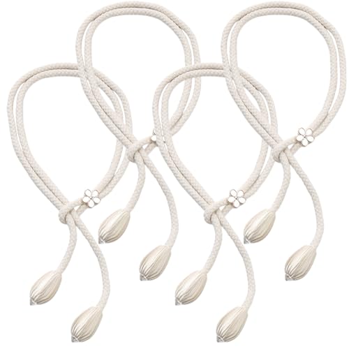 4 Vorhang-Raffhalter aus Baumwolle Beige– Handgewebte Boho-Gardinenbänder(Ohne Bohren, 48cm Länge) von Lunaanda