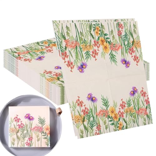 Blumenparty-Servietten - 20 Blatt Serviettenpapier für die Teeparty | Nicht leicht zu reißen, Wildblumenhaarpapier, Serviette für die Blumenparty, lichtecht von Lunaobrik