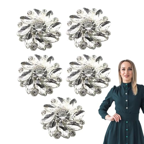 Fantasievolle Knöpfe für Kleidung – 5 x gemusterte Knöpfe Abdeckung, Strass-Blumenpulse | 0,1 Zoll Knopf-Clip, kein Nähknopf, dekorative Knöpfe Fantasievolle Knöpfe für Kleidung – 5 x gemusterte Knöpfe Abdeckung, Strass-Blumenpulse | 0,1 Zoll Knopf-Clip, kein Nähknopf, dekorative Knöpfe von Lunaobrik