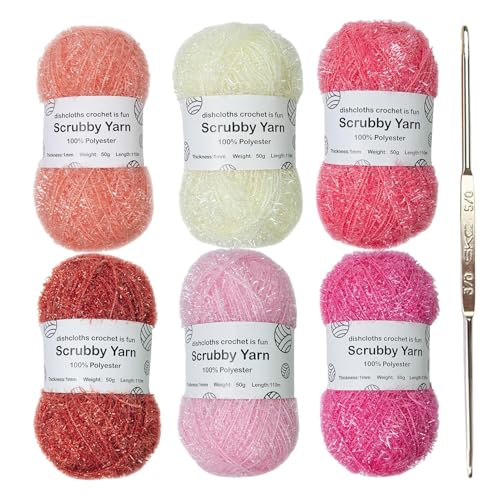 Glanzgarn – Häkeln Scheuergarn, 50g Polyesterfaden | Spülschwamm Garn, Reinigungshelfer für Küche, Diyy Strickgarn, Bastelgarn für Haushalt, 1mm dick, 110m lang Glanzgarn – Häkeln Scheuergarn, 50g Polyesterfaden | Spülschwamm Garn, Reinigungshelfer für Küche, Diyy Strickgarn, Bastelgarn für Haushalt, 1mm dick, 110m lang von Lunaobrik