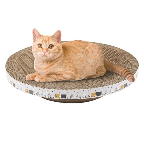 Katzenstratter in Schalenform – Streifenstempel aus gewelltem Karton mit hoher Dichte | langlebige Katze Post und Bett für Katzen im Innenbereich | Ideal zum Schärfen von Krallen, Schlaf und Zeit von Lunaobrik