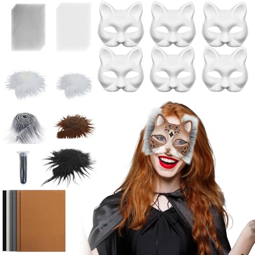 Lunaobrik Katzenmasken Für Bastelarbeiten,Unbedruckte Tiermasken Zum Verkleiden | Bastelset Mit Netzstoff Und Samtstoff-Zubehör Für Karneval Cosplay Party Maskerade Lunaobrik Katzenmasken Für Bastelarbeiten,Unbedruckte Tiermasken Zum Verkleiden | Bastelset Mit Netzstoff Und Samtstoff-Zubehör Für Karneval Cosplay Party Maskerade von Lunaobrik