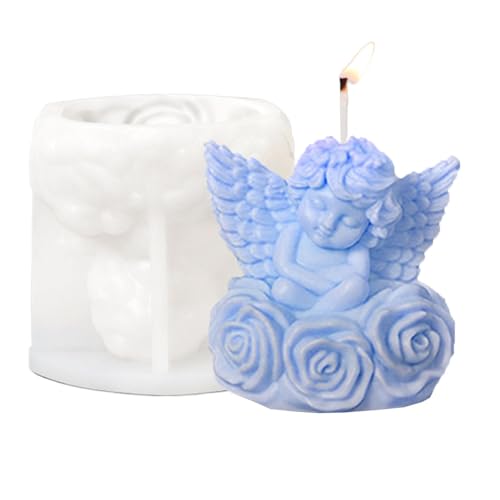 Lunaobrik Kerzenformen für die Kerzenherstellung, Engelskerzengießform Engelsgips Ornament Gießform Niedliche Engel Silikon Kerzenform, handgefertigt, Aromatherapie, von Lunaobrik