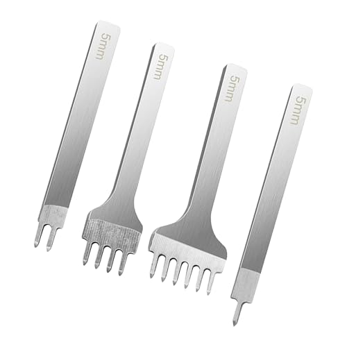 Lunaobrik Leder Zinkenlochstanzer - 4X Lochstanzen Set Zum Nähen Und Basteln | Stanzwerkzeug Aus Stahl Für Heimwerkstatt Unterwegs & Studio von Lunaobrik