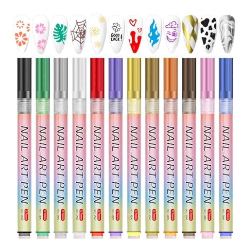 Lunaobrik Nagelfarben-Stift, Nageldesign-Stifte | 12 Farbstifte für Nägel aus Acrylfarbe | schnelltrocknend und wasserdicht, feine Spitze Spitze Lunaobrik Nagelfarben-Stift, Nageldesign-Stifte | 12 Farbstifte für Nägel aus Acrylfarbe | schnelltrocknend und wasserdicht, feine Spitze Spitze von Lunaobrik