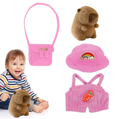 Lunaobrik Stoffkleidung Capybara Plush Toys-Capybara, Puppe aus weichem Capybara Stoff mit Kleidung und | Heimdekoration, Plüschtiere für Wohnzimmer, Schlafzimmer von Lunaobrik