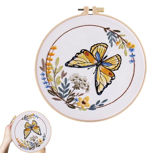 Lunaobrik Tier-Stickerei-Praxis-Set, Schmetterlingsstickerei | Buntes Stickset für Anfänger, Stickset für Anfänger, runde Damenbedarf Lunaobrik Tier-Stickerei-Praxis-Set, Schmetterlingsstickerei | Buntes Stickset für Anfänger, Stickset für Anfänger, runde Damenbedarf von Lunaobrik