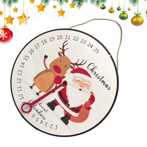 Lunaobrik Wand-Weihnachts-Countdown-Kalender | Holz-Advents-Countdown-Kalender-Wandschild – Winterferien-Szene Requisiten Baumhalterung Countdown-Uhr für Klassenzimmer, Wohnzimmer von Lunaobrik