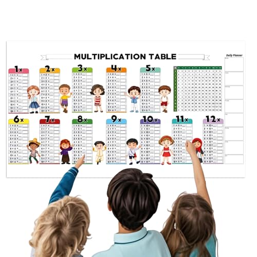 Mathe-Lerntafel – Wiederverwendbare Multiplikationstabelle für Kinder | Trocken abwischbare Rechentafel, pädagogisches Matheposter, statische Zahlentafel für Schüler, interaktive Lernhilfe, Kinderzimm von Lunaobrik