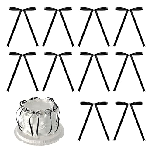 LunarCharm 10 Stück Tortenaufsatz mit Schleife und Perle, Vintage-Tortenaufsatz für Partys, Zubehör für Geburtstagskerzen, Dekoration für Verlobungsdesserts, Schwarz LunarCharm 10 Stück Tortenaufsatz mit Schleife und Perle, Vintage-Tortenaufsatz für Partys, Zubehör für Geburtstagskerzen, Dekoration für Verlobungsdesserts, Schwarz von LunarCharm