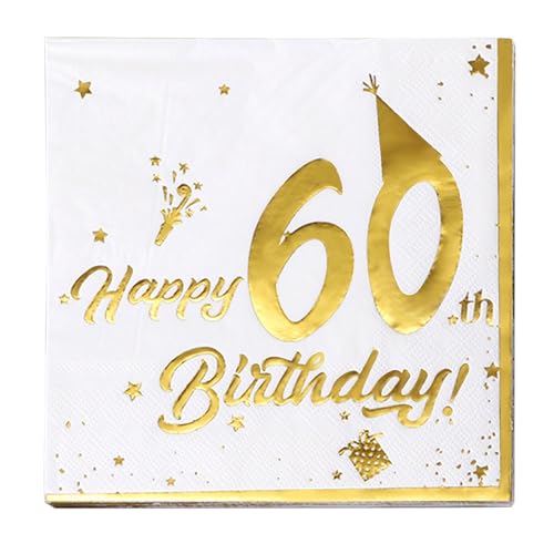 LunarCharm 20 Stück 60 Geburtstagsdeko Servietten, Happy Birthday Servietten Decorations Papier Party Servietten Tischdeko für 60. Geburtstag Deko zum 60 Geburtstag LunarCharm 20 Stück 60 Geburtstagsdeko Servietten, Happy Birthday Servietten Decorations Papier Party Servietten Tischdeko für 60. Geburtstag Deko zum 60 Geburtstag von LunarCharm
