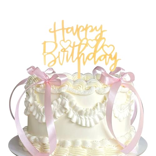 LunarCharm 20 Stück Tortenaufsatz mit Schleife mit Happy Birthday Schild, Coquette Motto Party, rosa Vintage-Tortenaufsatz für Herzkuchen Vintage Kuchen LunarCharm 20 Stück Tortenaufsatz mit Schleife mit Happy Birthday Schild, Coquette Motto Party, rosa Vintage-Tortenaufsatz für Herzkuchen Vintage Kuchen von LunarCharm