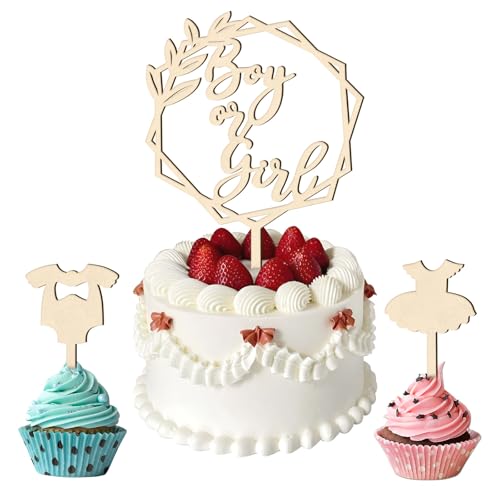 LunarCharm 3 Stück Gender Reveal Cake Topper Holz, Gender Reveal Party Deko, Baby Party Dekoration, Boy or Girl Gender Reveal Party Kuchen Torten Dekoration LunarCharm 3 Stück Gender Reveal Cake Topper Holz, Gender Reveal Party Deko, Baby Party Dekoration, Boy or Girl Gender Reveal Party Kuchen Torten Dekoration von LunarCharm