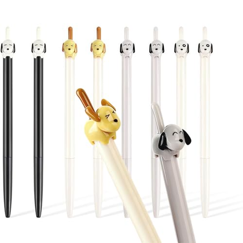 LunarCharm 8 Stück einziehbare Gelschreiber mit Hundemotiv, feine Spitze, 0,5 mm, schwarze Tinte, lustige Tier-Kugelschreiber mit Hunden Schreibwaren LunarCharm 8 Stück einziehbare Gelschreiber mit Hundemotiv, feine Spitze, 0,5 mm, schwarze Tinte, lustige Tier-Kugelschreiber mit Hunden Schreibwaren von LunarCharm