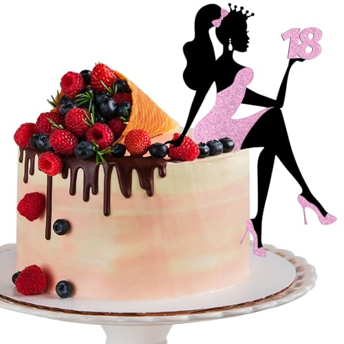 LunarCharm Mädchensilhouette Tortendeko, 18 Geburtstag Cake Topper Glitter High Heel Mädchen Kuchen Deko für Mädchen Lady Bachelorette Thema Geburtstag Party Tortendeko LunarCharm Mädchensilhouette Tortendeko, 18 Geburtstag Cake Topper Glitter High Heel Mädchen Kuchen Deko für Mädchen Lady Bachelorette Thema Geburtstag Party Tortendeko von LunarCharm
