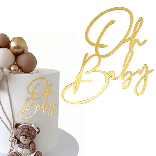 LunarCharm Oh Baby Cake Topper Gold Acryl, Oh Baby Kuchen Topper Babyparty Tortendeko, Windeltorte Gender Reveal Partydeko Kuchenaufsatz Deko für Baby Shower LunarCharm Oh Baby Cake Topper Gold Acryl, Oh Baby Kuchen Topper Babyparty Tortendeko, Windeltorte Gender Reveal Partydeko Kuchenaufsatz Deko für Baby Shower von LunarCharm