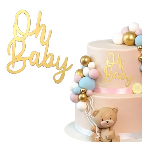 LunarCharm Oh Baby Cake Topper Gold Acryl, Oh Baby Kuchen Topper Babyparty Tortendeko Baby Shower Deko, Partydeko für Baby Shower, Windeltorte für Gender Reveal Torten Deko LunarCharm Oh Baby Cake Topper Gold Acryl, Oh Baby Kuchen Topper Babyparty Tortendeko Baby Shower Deko, Partydeko für Baby Shower, Windeltorte für Gender Reveal Torten Deko von LunarCharm