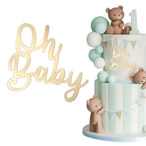 LunarCharm Oh Baby Cake Topper Gold Acryl, Oh Baby Kuchen Topper Babyparty Tortendeko Baby Shower Deko, Windeltorte Zubehör, Windeltorte für Gender Reveal Torten Deko LunarCharm Oh Baby Cake Topper Gold Acryl, Oh Baby Kuchen Topper Babyparty Tortendeko Baby Shower Deko, Windeltorte Zubehör, Windeltorte für Gender Reveal Torten Deko von LunarCharm