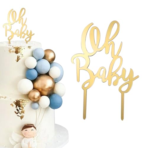 LunarCharm Oh Baby Kuchen Topper Gold Acryl Kuchen Pfahl Kuchen Deko Tortendekoration für Baby Dusche Baby Geburt Baby Dusche Geschlecht Reveal Partydeko für Baby Shower LunarCharm Oh Baby Kuchen Topper Gold Acryl Kuchen Pfahl Kuchen Deko Tortendekoration für Baby Dusche Baby Geburt Baby Dusche Geschlecht Reveal Partydeko für Baby Shower von LunarCharm