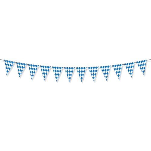 LunarCharm Oktoberfest Wimpelkette Bayerische Deko, Bayerisch Wiesn Blau/Weiß Dreieck Banner Girlande Wimpel für Oktoberfest Party Hausgarten Bar Bierzelte Bierfest von LunarCharm
