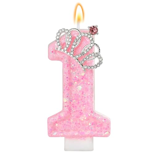 LunarCharm Rosa Geburtstagskerzen – Glitzernde Zahlenkerze zur 1. Geburtstagsparty mit Krone, Zahl 1, für Kuchen, Cupcake-Dekorationen, Partydeko, Jubiläumsfeiern LunarCharm Rosa Geburtstagskerzen – Glitzernde Zahlenkerze zur 1. Geburtstagsparty mit Krone, Zahl 1, für Kuchen, Cupcake-Dekorationen, Partydeko, Jubiläumsfeiern von LunarCharm