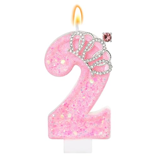 LunarCharm Rosa Geburtstagskerzen – Glitzernde Zahlenkerze zur 2. Geburtstagsparty mit Krone, Zahl 2, für Kuchen, Cupcake-Dekorationen, Partydeko, Jubiläumsfeiern LunarCharm Rosa Geburtstagskerzen – Glitzernde Zahlenkerze zur 2. Geburtstagsparty mit Krone, Zahl 2, für Kuchen, Cupcake-Dekorationen, Partydeko, Jubiläumsfeiern von LunarCharm
