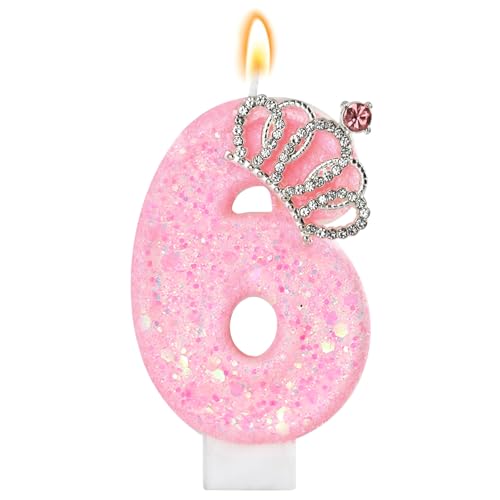 LunarCharm Rosa Geburtstagskerzen – Glitzernde Zahlenkerze zur 6. Geburtstagsparty mit Krone, Zahl 6, für Kuchen, Cupcake-Dekorationen, Partydeko, Jubiläumsfeiern LunarCharm Rosa Geburtstagskerzen – Glitzernde Zahlenkerze zur 6. Geburtstagsparty mit Krone, Zahl 6, für Kuchen, Cupcake-Dekorationen, Partydeko, Jubiläumsfeiern von LunarCharm