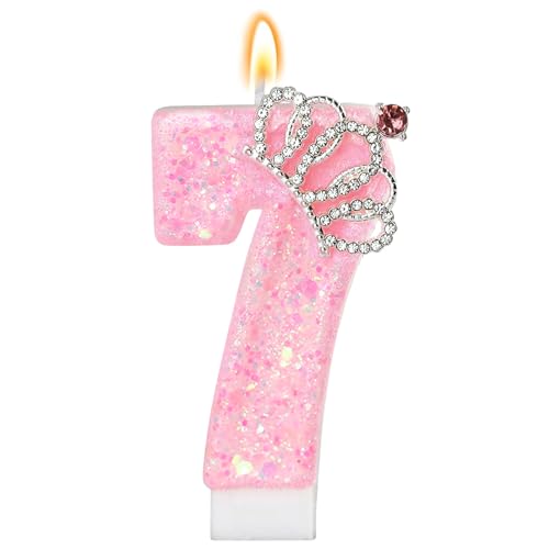 LunarCharm Rosa Geburtstagskerzen – Glitzernde Zahlenkerze zur 7. Geburtstagsparty mit Krone, Zahl 7, für Kuchen, Cupcake-Dekorationen, Partydeko, Jubiläumsfeiern LunarCharm Rosa Geburtstagskerzen – Glitzernde Zahlenkerze zur 7. Geburtstagsparty mit Krone, Zahl 7, für Kuchen, Cupcake-Dekorationen, Partydeko, Jubiläumsfeiern von LunarCharm