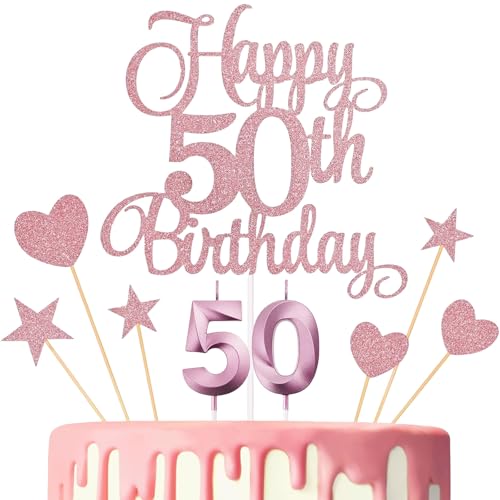 LunarCharm Tortendeko 50 Geburtstag Mann Frau, 50. Torten Deko mit Geburtstagskerzen, Rosa Kuchen Deko 50. Geburtstag, für Kuchendekoration für Geburtstagsfeiern LunarCharm Tortendeko 50 Geburtstag Mann Frau, 50. Torten Deko mit Geburtstagskerzen, Rosa Kuchen Deko 50. Geburtstag, für Kuchendekoration für Geburtstagsfeiern von LunarCharm