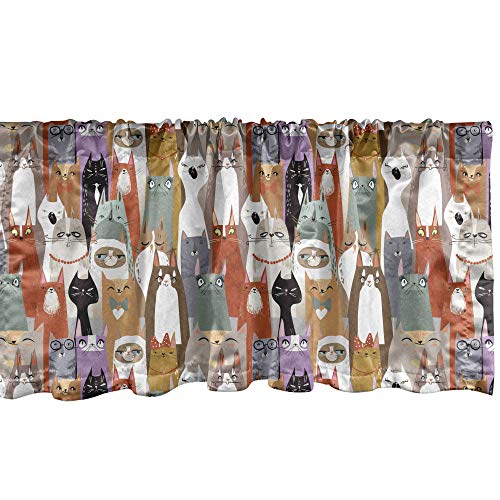 Lunarable Katzenfenster-Volant, Kitty-Charakter-Muster, lustige Ausdrücke, fröhliche, humorvolle Katzenfamilie, Vorhangvolant für Küche, Schlafzimmer, 137.2 x 30.5 cm, Zimtbraun Lunarable Katzenfenster-Volant, Kitty-Charakter-Muster, lustige Ausdrücke, fröhliche, humorvolle Katzenfamilie, Vorhangvolant für Küche, Schlafzimmer, 137.2 x 30.5 cm, Zimtbraun von Lunarable