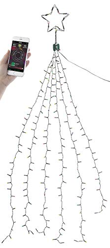 Lunartec Christbaumschmuck: Christbaum-Überwurf-Lichterkette, 240 RGBW-LEDs, Bluetooth & App, IP44 (LED-Lichterkette außen Strom, Weihnachtsbaum Lichterkette App, Künstlicher Tannenbaum) von Lunartec