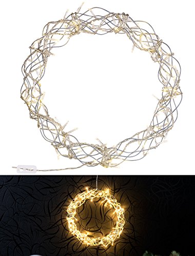 Lunartec LED Kranz: LED-Lichterkranz für Fenster, Türen u.v.m., 90 warmweiße LEDs, Ø 30 cm (Lichterkranz zum Aufhängen, Lichterkranz Fenster Batterie, batteriebetrieben) von Lunartec