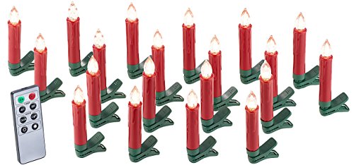 Lunartec Weihnachtskerzen: 20er-Set LED-Weihnachtsbaum-Kerzen mit IR-Fernbedienung, rot (Christbaumkerzen kabellos) von Lunartec