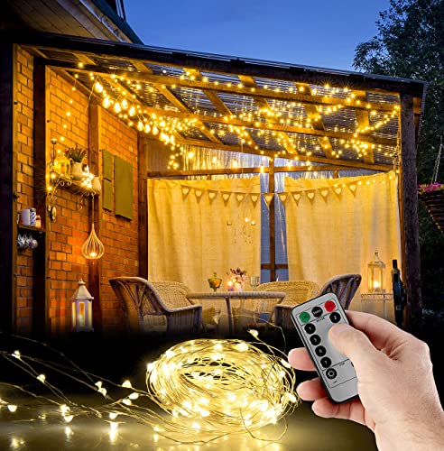 Lunartec Lichtvorhang: Outdoor-Lichtervorhang, 300 LEDs, Fernbedienung, 3x3 m, warmweiß, IP44 (Lichterkette Terrassenüberdachung, Lichterkette Vorhang Outdoor, Gartensteckdose) von Lunartec