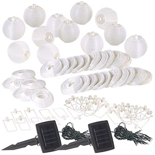 Lunartec Lampignon: 2er-Set Solar-LED-Lichterketten, warmweiß, je 20 Lampions, 3,8 m, IP44 (Solar Lichterkette Balkon Lampions, Lampions-Lichterkette Outdoor, Weihnachtsbeleuchtung) von Lunartec