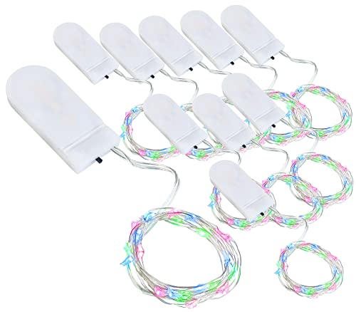 Lunartec LED Draht: 10er-Set LED-Lichterdraht mit je 24 Mikro-LEDs, je 1,2 m, IPX4, RGB (Micro LED Lichterkette, LED Lichterkette Batterie, Weihnachtsbaum) von Lunartec