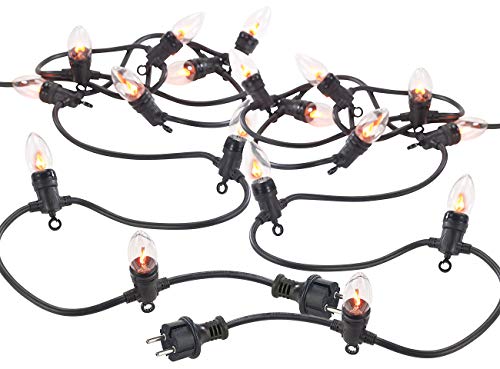 Lunartec Lichterkette Feuereffekt: 2er-Set Deko-Lichterketten, 10 Glühbirnen in Flammen-Optik, IP44, 4,2m (LED Lichterkette Flammeneffekt, Feuer, Halloween Beleuchtung) von Lunartec