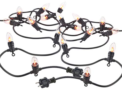 Lunartec Lichterkette Feuereffekt: 2er-Set Deko-Lichterketten, 10 Glühbirnen in Flammen-Optik, IP44, 4,2m (LED Lichterkette Flammeneffekt, Lichterkette Feuer, Halloween Beleuchtung) von Lunartec