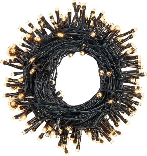 Lunartec Lichterkette Kerze: XL-WLAN-Lichterkette mit 320 warmweißen LEDs, 8 Modi, App, IP44, 32 m (LED-Lichterkette Außenbereich, Lichterkette 230 Volt, Weihnachtsbaum) von Lunartec