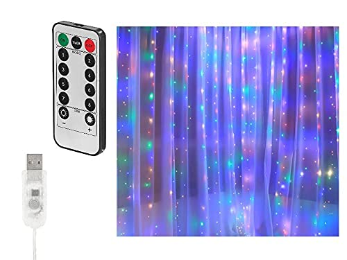 Lunartec Lichtvorhang: RGB-LED-Lichtervorhang, 300 LEDs, Fernbedienung, 3x3 m, Timer, USB (Lichter, Weinachtsbeleuchtung, Fensterbeleuchtung) von Lunartec