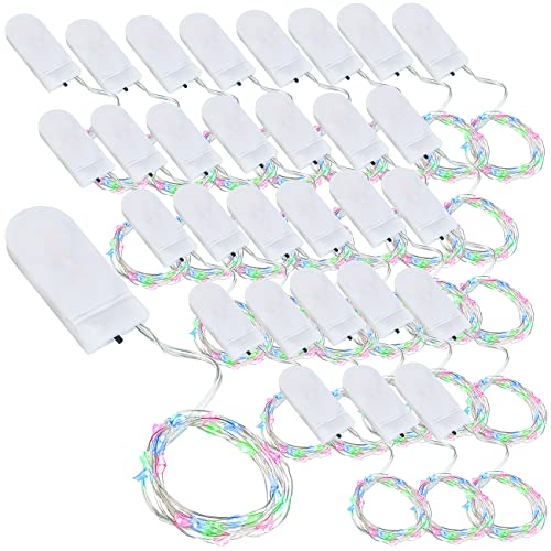 Lunartec Mini Lichterkette Sterne: 30er-Set LED-Lichterdraht mit je 24 Mikro-LEDs, je 1,2 m, IPX4, RGB (LED-Draht-Lichterkette Batterie, LED-Micro-Lichterkette Draht, Weihnachtsbaum) von Lunartec