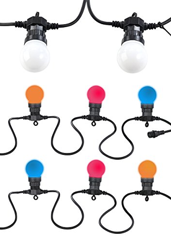 Lunartec Partylichterkette: Party-Lichterkette, 20 bunten LEDs (Glühbirnenform), 8 Watt, 9 m, IP44 (Party Lichterkette außen, LED Partylichterkette, Garten Deko Beleuchtung) von Lunartec