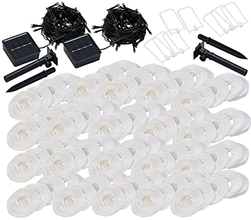 Lunartec Solar-LED-Gartendeko: 2er-Set Solar-LED-Lichterketten, warmweiß, je 50 weiße Lampions, IP44 (Solar-Lichterkette Lampions Außen, LED-Solar-Party-Lichterkette, Weihnachtsbeleuchtung) von Lunartec