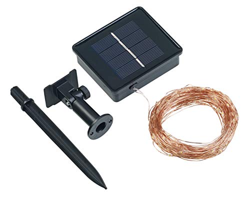Lunartec Solar Lichterdraht: Solar-Lichterkette aus Kupferdraht, 200 warmweiße LEDs, 8 Modi, 22 m (Solar Lichterkette Draht, Solar Lichterdraht Outdoor, Weihnachtsdeko) von Lunartec