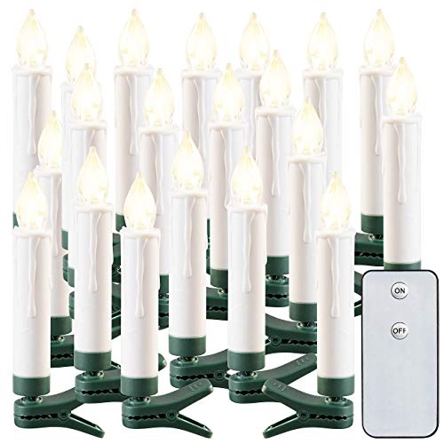 Lunartec Kerzenketten: 20er-Set LED-Outdoor-Weihnachtsbaum-Kerzen mit IR-Fernbedienung, IP44 (Elektrische Kerzen für Tannenbaum, Weihnachtsbeleuchung, 10er Lichterketten) von Lunartec