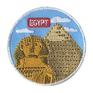 Ägypten Wahrzeichen Patch mit dem berühmten ägyptischen Tempel und Pyramiden Ägypten Wahrzeichen Patch mit dem berühmten ägyptischen Tempel und Pyramiden von Lunch Money